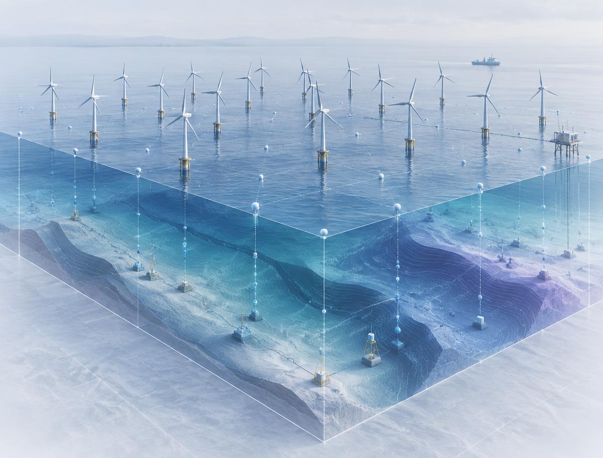 Conceptual digital twin of an offshore wind array and seabed sensor network